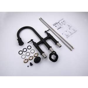 Grifo mezclador de cocina de puente DB de alta calidad, cabezal rociador extraíble de aleación de Zinc, acabado chapado y cepillado - Product Image 2