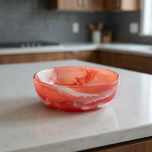 Moderno Tazón de Resina Hecho a Mano con Diseño Marmoleado Rojo y Blanco para Servir Alimentos, Decoración del Hogar, Tazón para Servir al por Mayor, Tazón Personalizado - Product Image 1