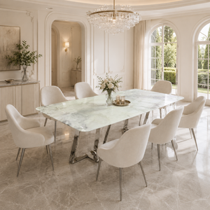Customized Luxury Grey & Blue <b>Marble</b> Dining <b>Table</b> Rechtangel <b>Top</b> Modern Custom Design Villa 8~10 Seater - Product Image 4