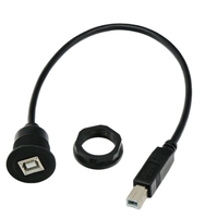 Câble d'extension USB 2.0 Type B mâle-femelle à montage sur panneau, avec verrouillage de filetage PVC, charge rapide 3A, longueur 1 mètre