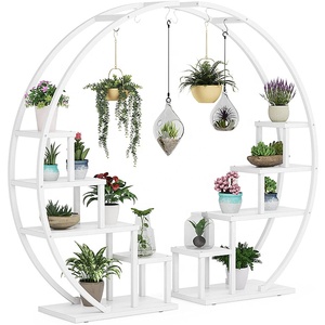 <span class=keywords><strong>Support</strong></span> à fleurs en acier et bois de nouvelle conception, porte-pot incurvé, étagère d'exposition intérieure, <span class=keywords><strong>support</strong></span> de plante en métal - Product Image 4
