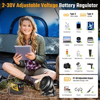 Régulateur de tension CC réglable 300W de 2V à 30V compatible avec la batterie DeWalt 18V/20V avec sortie XT60 18W Type-A pour la charge