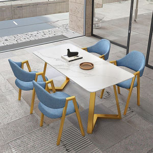 Ensemble de table et de chaises de <span class=keywords><strong>salle</strong></span> à <span class=keywords><strong>manger</strong></span> <span class=keywords><strong>6</strong></span> places en fer de style italien, luxe léger, moderne minimaliste, pour la maison, petite table de <span class=keywords><strong>salle</strong></span> à <span class=keywords><strong>manger</strong></span> - Product Image 3