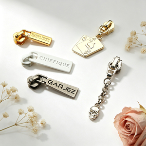 Multi‑Finish Zinc Alloy Zipper <b>Puller</b> Custom Engraved Logo Metal Zipper Pull Tab for Apparel Bags - Product Image 1