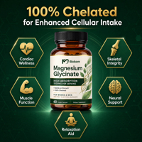 Capsules de glycinate de magnésium Biokom ODM OEM, haute absorption, 1000 mg, aide à la relaxation, complément alimentaire pour la santé des femmes