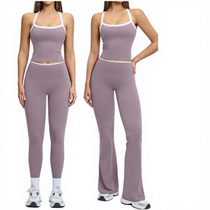 OEM Women Gym Fitness Striped Breathable 2 Piece Sets High Waist Butt Lifting Bottoms Sports Active Yoga - Product Image 3