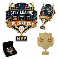 Badges de revers personnalisés avec logo, en émail souple, avec pendentif métallique MVP, pour équipes de tournoi, vente en gros pour clubs sportifs
