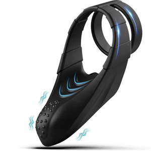 Dispositivo de estimulación para adultos, anillo vibrador para pene, color negro, juguete sexual vibrador para hombres - Product Image 1
