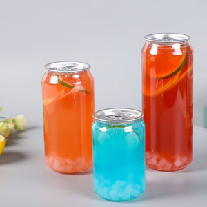 Tùy chỉnh bán buôn rỗng rõ ràng 50g 350ml 500ml dễ dàng mở nắp nhựa soda có thể Iced cà phê có thể nhựa nước trái cây uống chai - Product Image 3