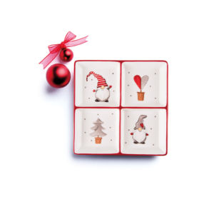 Assiette en céramique Excelsa Gnomo 195xH3x19,5 cm blanche et rouge à 4 compartiments - Product Image 2