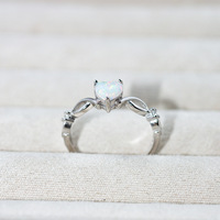 Nouveau S925 argent blanc opale en forme de coeur bague transfrontalière Offre Spéciale mode femmes pierres précieuses opale vague anneau pour les femmes