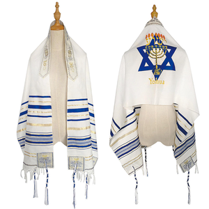 Équipement de présentation culturelle : Châ<span class=keywords><strong>le</strong></span> de prière israélien Tallit pour événements religieux et décorations de signalétique pour cérémonies messianiques - Product Image 1