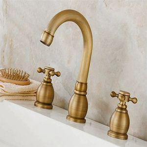 Juego <span class=keywords><strong>de</strong></span> Grifos para Lavabo <span class=keywords><strong>de</strong></span> Latón Estilo Europeo, Grifo Mezclador Antiguo <span class=keywords><strong>de</strong></span> Dos Manijas y <span class=keywords><strong>Tres</strong></span> Orificios para Bañera - Product Image 3