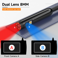Endoscope à double caméra 8 mm P210 avec écran IPS 4,3 pouces, caméra de canalisation étanche à main, câble rigide HD1080P, inspection automobile, industrielle, borescope