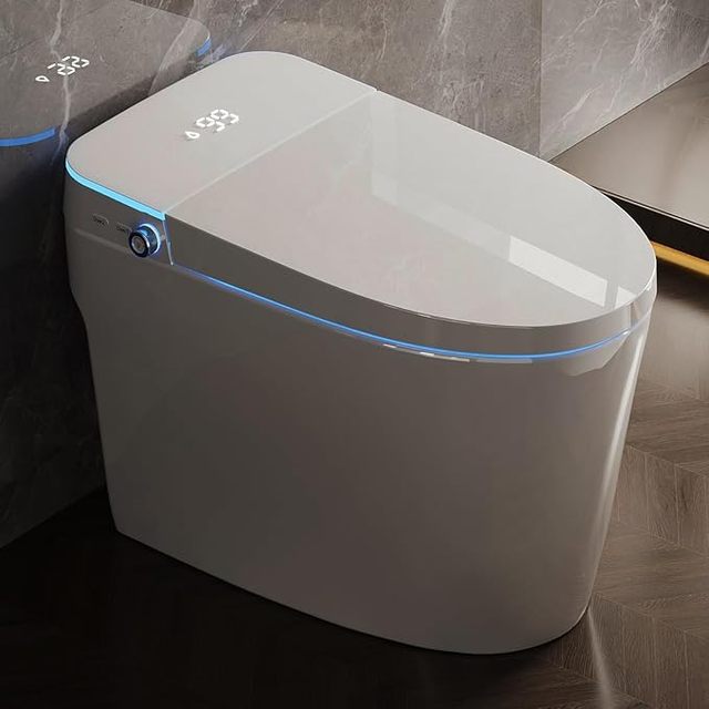 Modern Smart Toilet with Built-In Bidet Tankless Automatic Type User Definition Foot Sensor Flush Heated Seat Warm Water Dryer