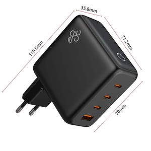 Cargador GaN de 140W con Múltiples Puertos, Pantalla Digital, Enchufe Europeo Plegable, USB C y USB A para Laptop y Teléfono - Product Image 1