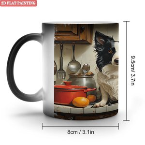Tasse en céramique à changement de couleur 11oz, tasse magique sensible à la chaleur avec motif artistique de chien, thème cuisine, peinture plate 2D - Product Image 1
