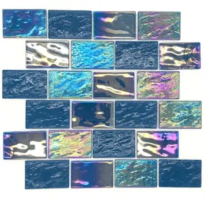 Carrelage de piscine bleu en mosaïque à la mode, irisée, miroir de <span class=keywords><strong>verre</strong></span>, écorce et bâton, dosseret - Product Image 1
