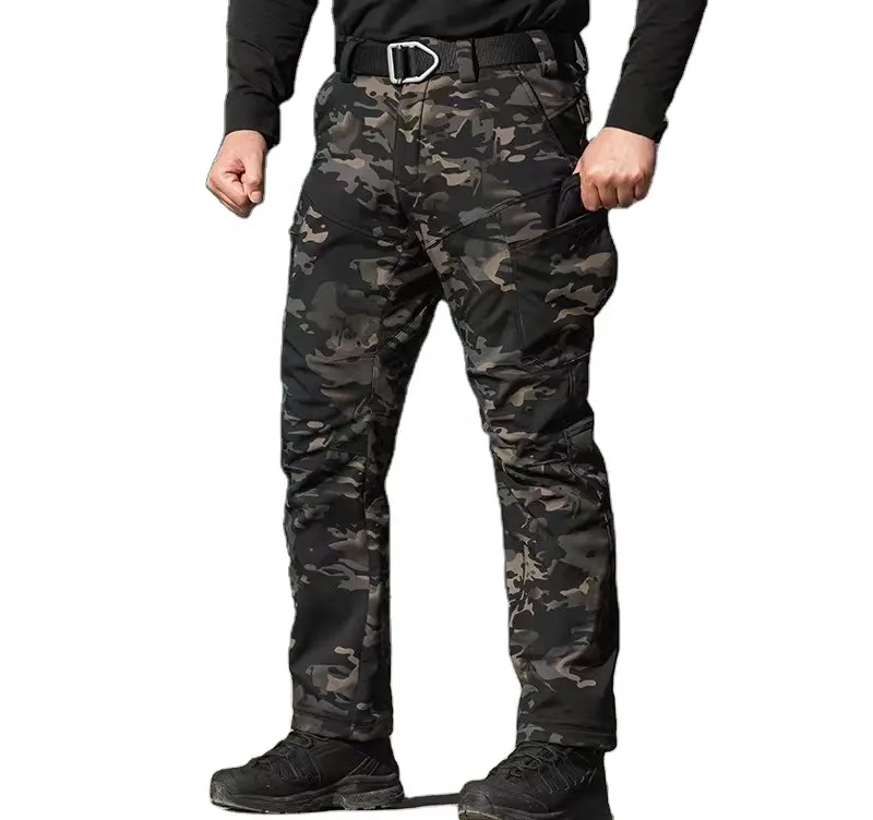 Heren Waterdichte Winter Tactische Broek Buiten Workout Fleece Gevoerde Overalls Camping Camouflage Stretch Draagbare Cargo Broek