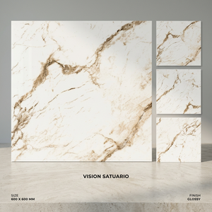 Baldosas de Porcelana Super Blancas de 600x600 mm, Acabado Brillante, Diseño Moderno para Pisos Interiores, 60x60 cm - Product Image 4