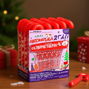 Toy Red PET Clear <b>Candy</b> <b>Cane</b> Tubes with Red Topper for Lollipops and <b>Christmas</b> Decorations - Product Image 3