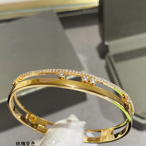 925 Sterling Silver Platinum Plated Geometric Slider <b>Bangle</b> Women's Zircon Wedding Jewelry 16-17cm <b>Charm</b> Bracelets Party Gift - Product Image 1