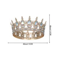 Couronne de mariée baroque européenne très vendue, diadèmes ronds en alliage de strass et goutte d'eau Design Sense, couronnes de fête d'anniversaire et de mariage