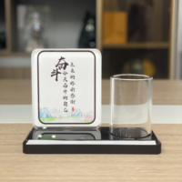 Organisateur de stylos de bureau en métal transparent personnalisé avec assemblage facile DIY pour le bureau, la réception, la maison ou l'espace de travail (style Americana)