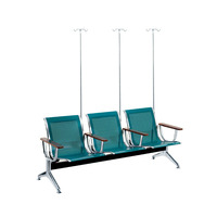 Chaise d'attente confortable en métal pour patients hospitalisés, 3 places, avec support pour perfusion intraveineuse, utilisation commerciale en extérieur