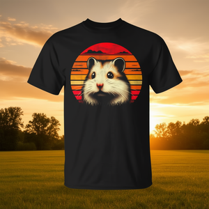 Camiseta Retro con Diseño de Hámster Sirio, Unisex, Tallas para Adultos M, L, XL, XXL, Diseño Vintage de Atardecer, Regalo para Amantes de los Animales - Product Image 3