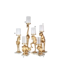 Ganze verkauf harz und glas gold tier skulptur kerzenhalter home zubehör dekoration handwerk figur kerze gläser