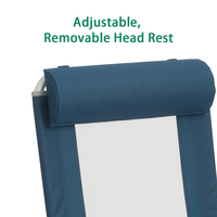Chaise de camping de plage à cadre en aluminium léger avec repose-tête amovible