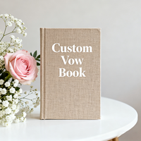 Livre de vœux en lin entièrement personnalisable Cahier de discours pour couple Cérémonie de mariage Cadeau de fiançailles pour la mariée et le marié