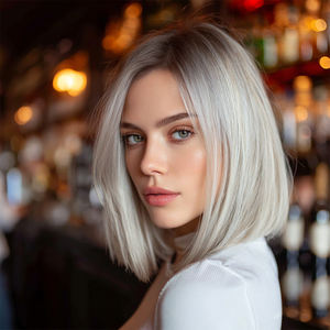 Peluca Futura Lace Platinum para mujer, fibra química <span class=keywords><strong>de</strong></span> seda importada, tocado <span class=keywords><strong>de</strong></span> <span class=keywords><strong>pelo</strong></span> liso <span class=keywords><strong>corto</strong></span> Natural flexible SM1689 para mujer - Product Image 4