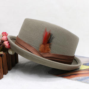 Nouveau bleu marine 100% laine feutre bord rond fedora chapeau feutre trilby robe mode chapeaux pour hommes <span class=keywords><strong>borsalino</strong></span> avec ruban - Product Image 5