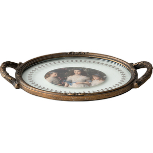 Plateau rond en fer et verre de style rustique français, design multifonctionnel, service alimentaire, décoration de la maison, <span class=keywords><strong>rangement</strong></span> de <span class=keywords><strong>bijoux</strong></span> - Product Image 6