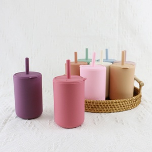 Hot-Selling Food-Grade Training Silicone Water <b>Reusable</b> Anti-Slip <b>With</b> <b>Lid</b> and Straw Baby <b>Cup</b> - Product Image 3
