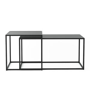 <span class=keywords><strong>Table</strong></span> basse gigogne d'usine, petite <span class=keywords><strong>table</strong></span> basse en métal et <span class=keywords><strong>verre</strong></span>, lot de 2 tables d'appoint pour canapé, <span class=keywords><strong>table</strong></span> à thé pour <span class=keywords><strong>salon</strong></span> - Product Image 1