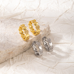 Pendientes de Botón en Forma de Corazón, Chapados en Oro de 18K, Joyería de Boda para Mujer, EKA-170 - Product Image 2