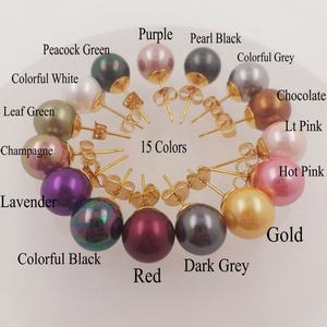 Boucles d'oreilles en acier inoxydable JX66 avec perle, plus de 15 couleurs disponibles, perle de coquille de haute qualité pour fille, femme, fille, bijoux - Product Image 2
