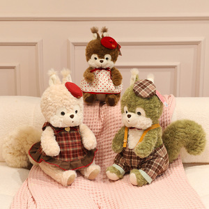 Nuovo Peluche Morbido e Carino a Forma di Scoiattolo al Cioccolato alle Nocciole, con Gonna a Pois, Giocattolo per Bambini - Product Image 5