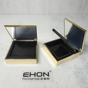 Estuche Compacto de Lujo Dorado Cuadrado Vacío para Polvos, Doble Capa con Espejo, Contenedor de Maquillaje de Plástico para Colorete e Iluminador, Logotipo Personalizado - Product Image 1