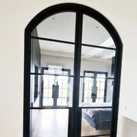 Porte de sécurité en acier et verre à arche simple française avec isolation phonique pour usage extérieur et intérieur