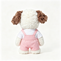 En gros, Jouet en peluche chien chiot marron aux oreilles bouclées, avec chemise blanche et salopette, design personnalisé, cadeau décoratif
