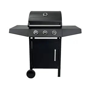Garden Barbecue 3 Burners Stainless Steel Outdoor BBQ Gas Grill With Side Table