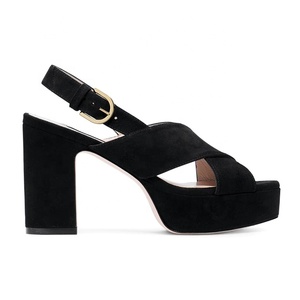 2020 mode bloc noir heell sandale <span class=keywords><strong>compensée</strong></span> femmes <span class=keywords><strong>plateforme</strong></span> sandales femmes chaussures avec boucle en métal - Product Image 1
