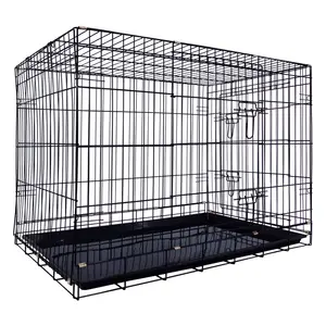 Wholesale Black Metal Pet Dog Crate Durable Outdoor Large Folding Pet Dog Cage