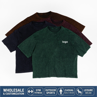 T-shirts en coton épais délavé à manches courtes, coupe ample, style streetwear, personnalisables avec logo OEM, hauts décontractés délavés