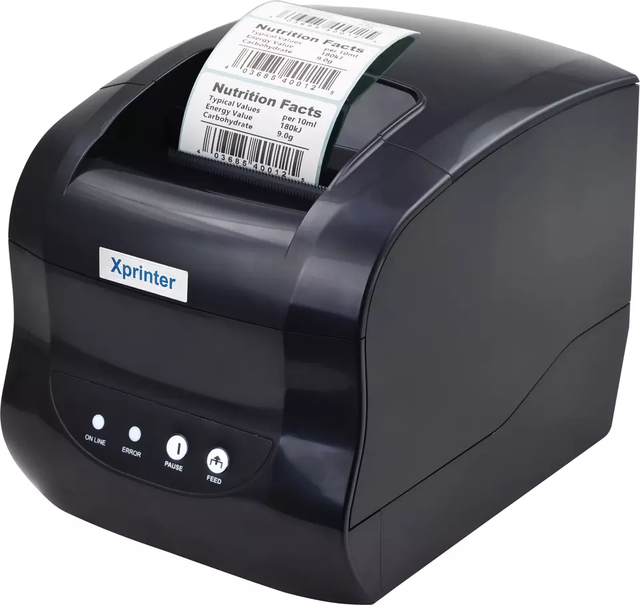 Xprinter Two-in-one 3 Inch Barcode Label Sticker Printer for Tags Ticket Printing Black XP-365B Thermal Label Printer