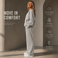 Ensemble de vêtements de détente pour femmes, sweat-shirt à col rond surdimensionné, pantalon de survêtement à jambes droites, tenue décontractée pour tous les jours